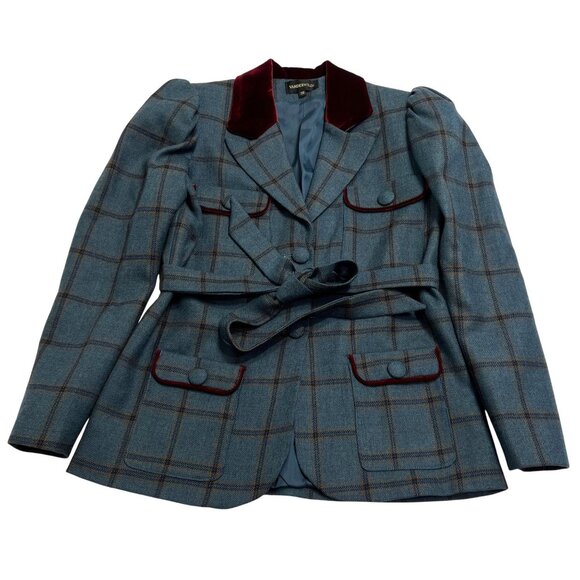 Vanderwilde Valerie Check Jacket in Blue - Picture 1 of 5